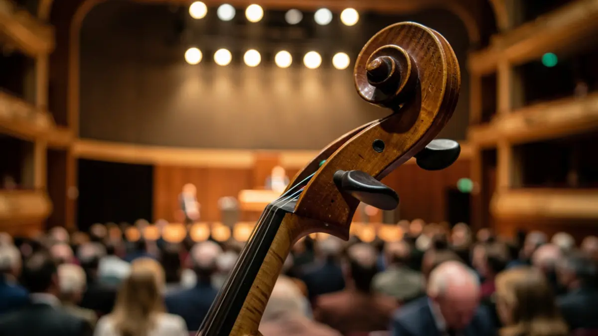 Imatge genèrica d'un violí en un escenari.