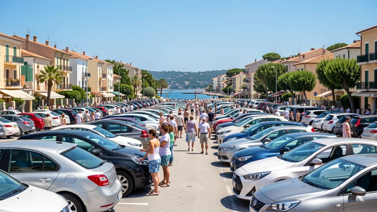 Imagen genérica de un parking lleno de coches durante el verano.