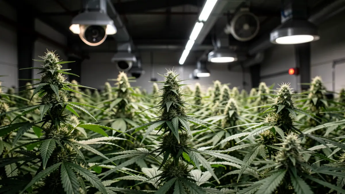 Imatge genèrica de plantes de cànnabis en cultiu interior.
