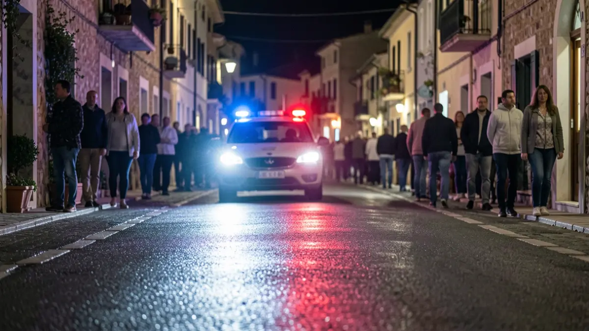 Generic image of police emergency lights reflecting on wet asphalt at night.