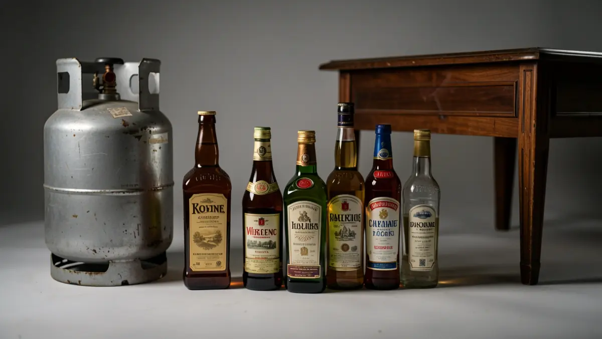 Imagen genérica de objetos robados como mobiliario, bombonas de gas y bebidas alcohólicas.