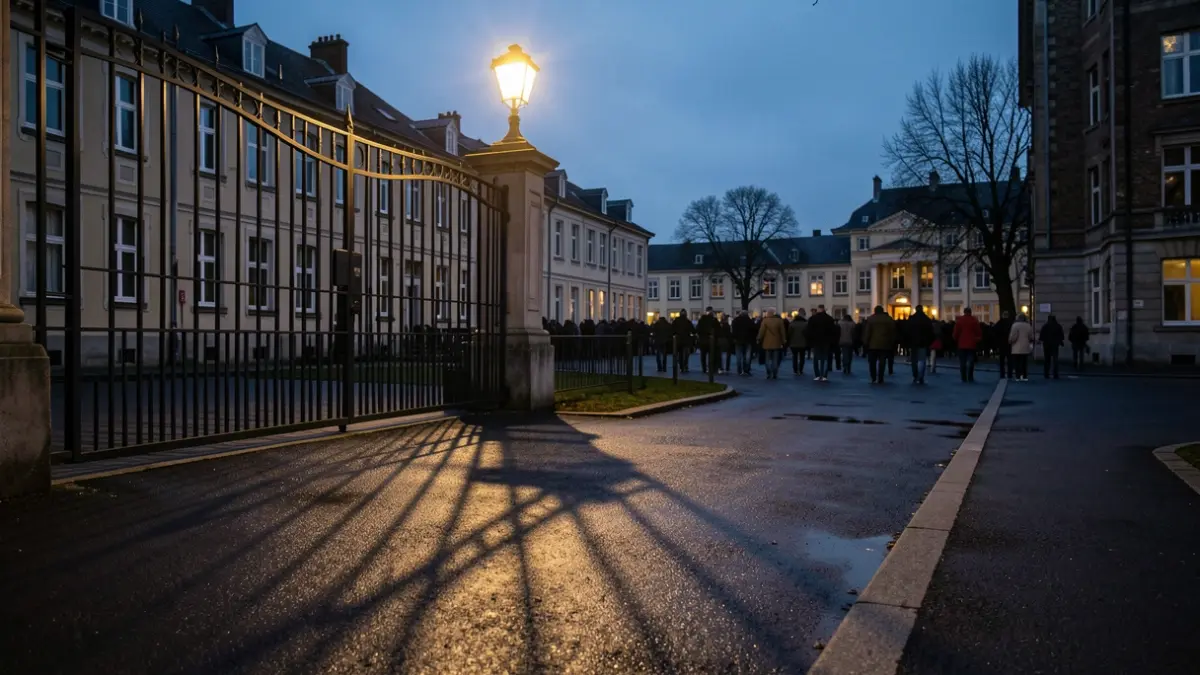 Imagen genérica de un portal escolar al atardecer.