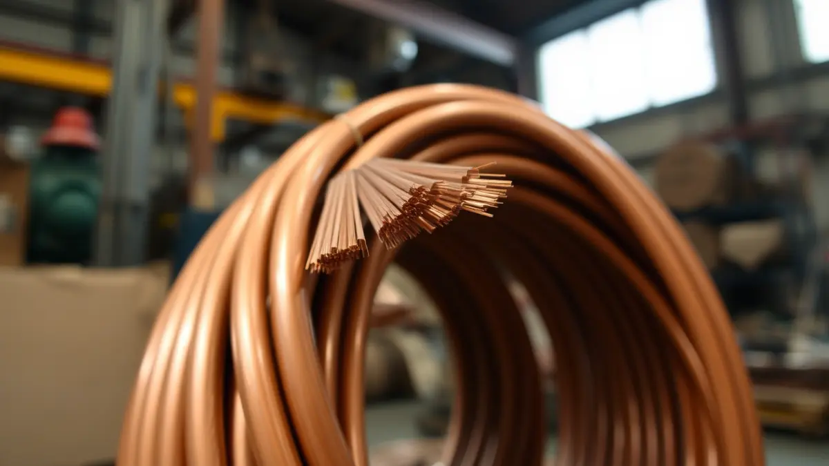 Imatge genèrica d'un rotllo de cable de coure amb ferramentes de tall.