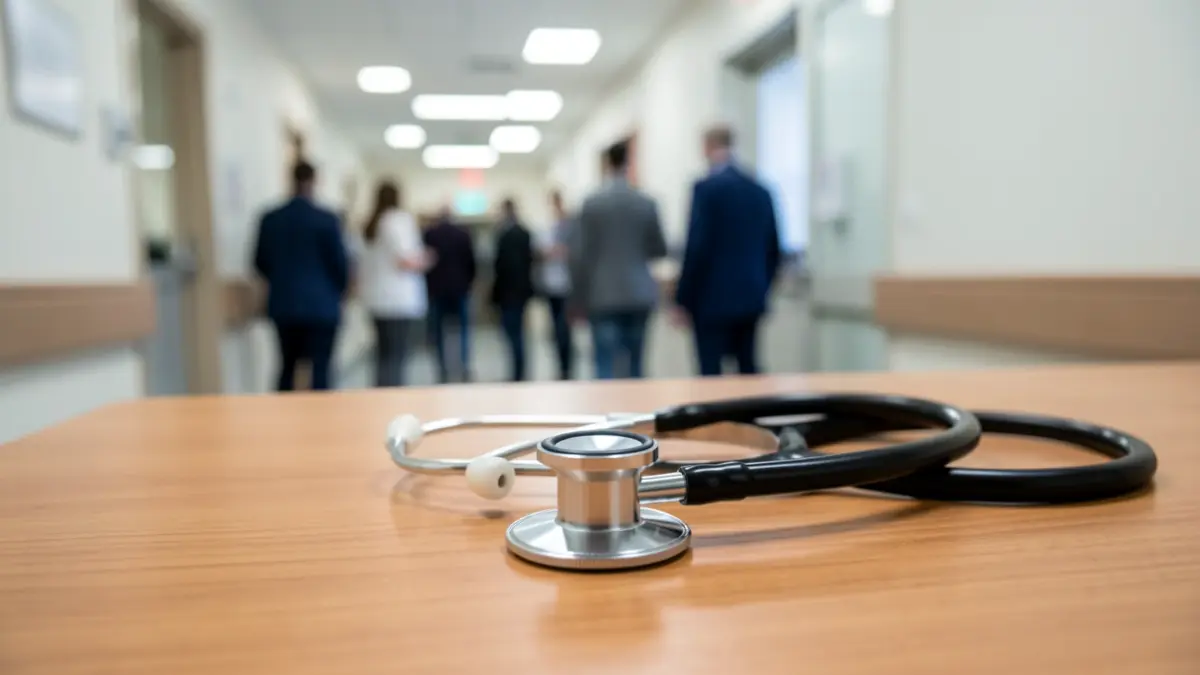 Imatge genèrica d'un estetoscopi sobre una taula mèdica en un entorn hospitalari.