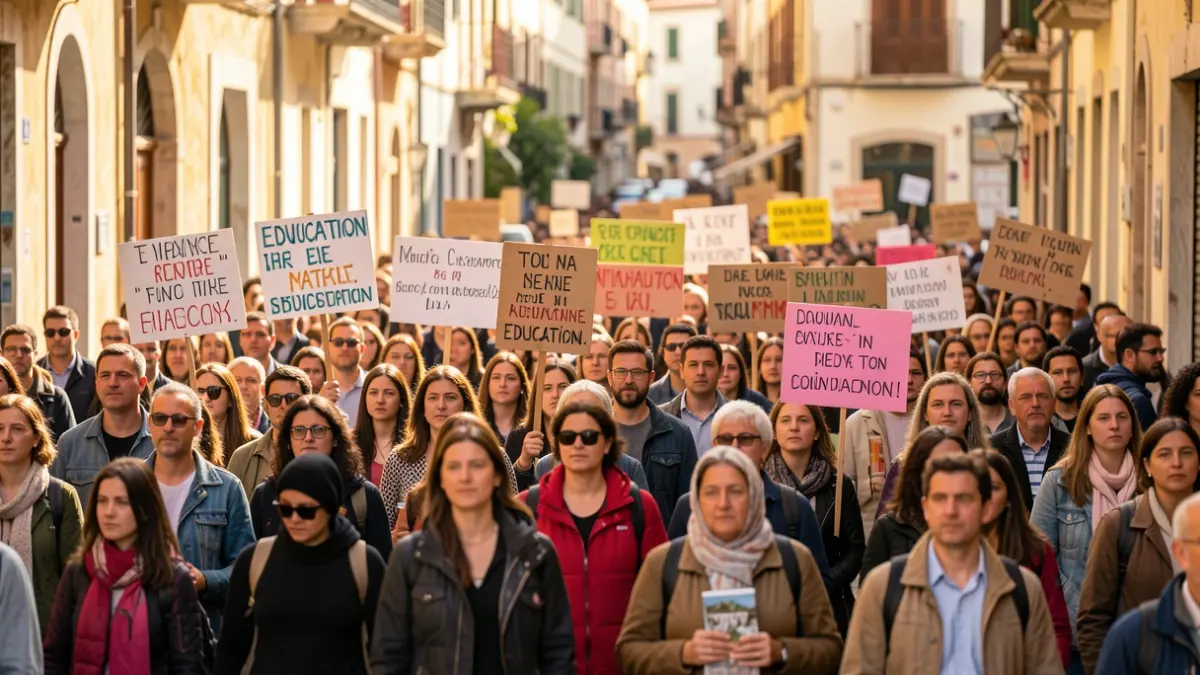 Generic image of a teachers' protest in the streets of Valencia.