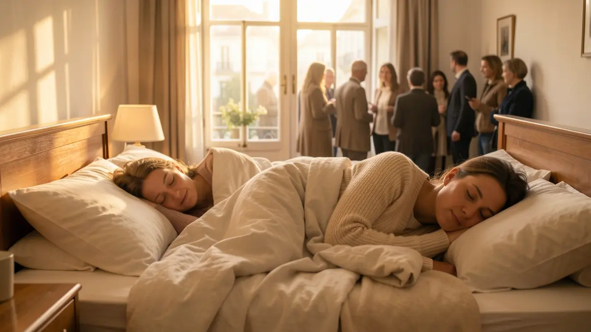 Imatge genèrica d'una persona dormint profundament en un llit amb llum matinal suau.