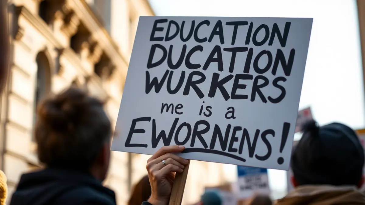 Imatge genèrica d'una pancarta de protesta en una manifestació de docents.