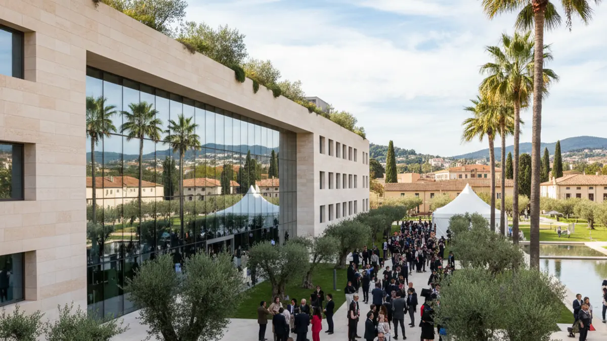 Generic image of a modern university building with green areas, representing the Gandia Campus.