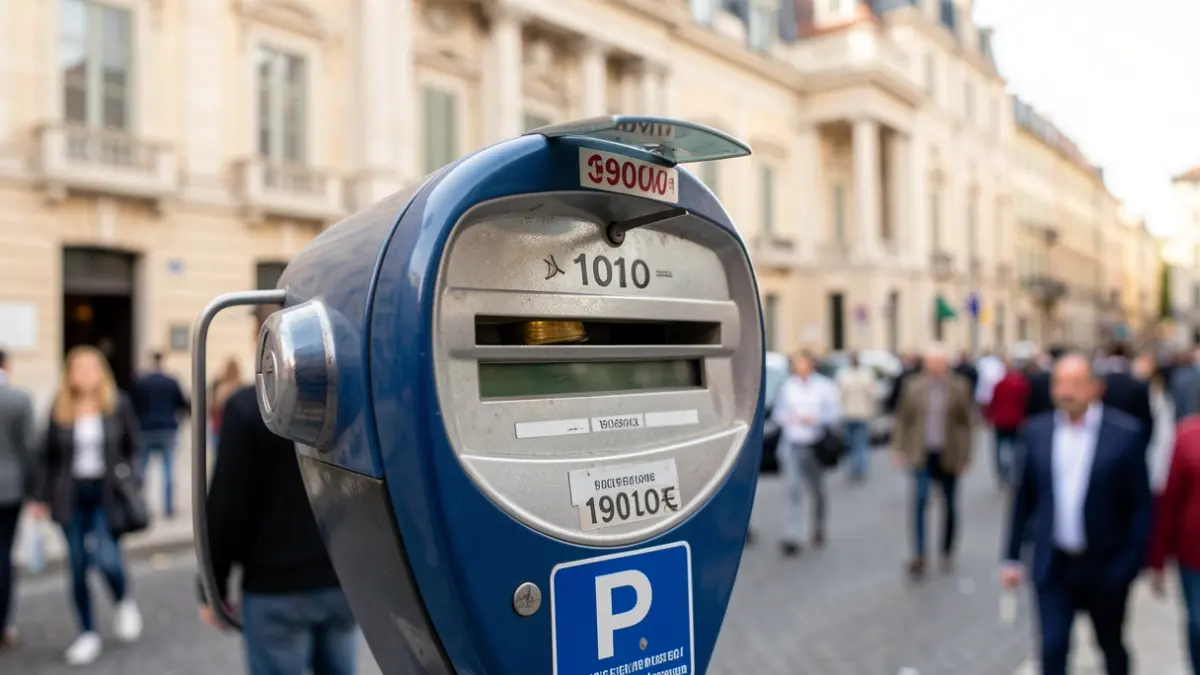 Imagen genérica de un parquímetro con una moneda de 19 millones de euros.