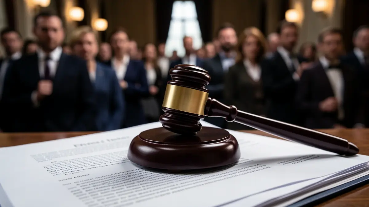 Imatge genèrica d'un martell de jutge sobre documents legals.