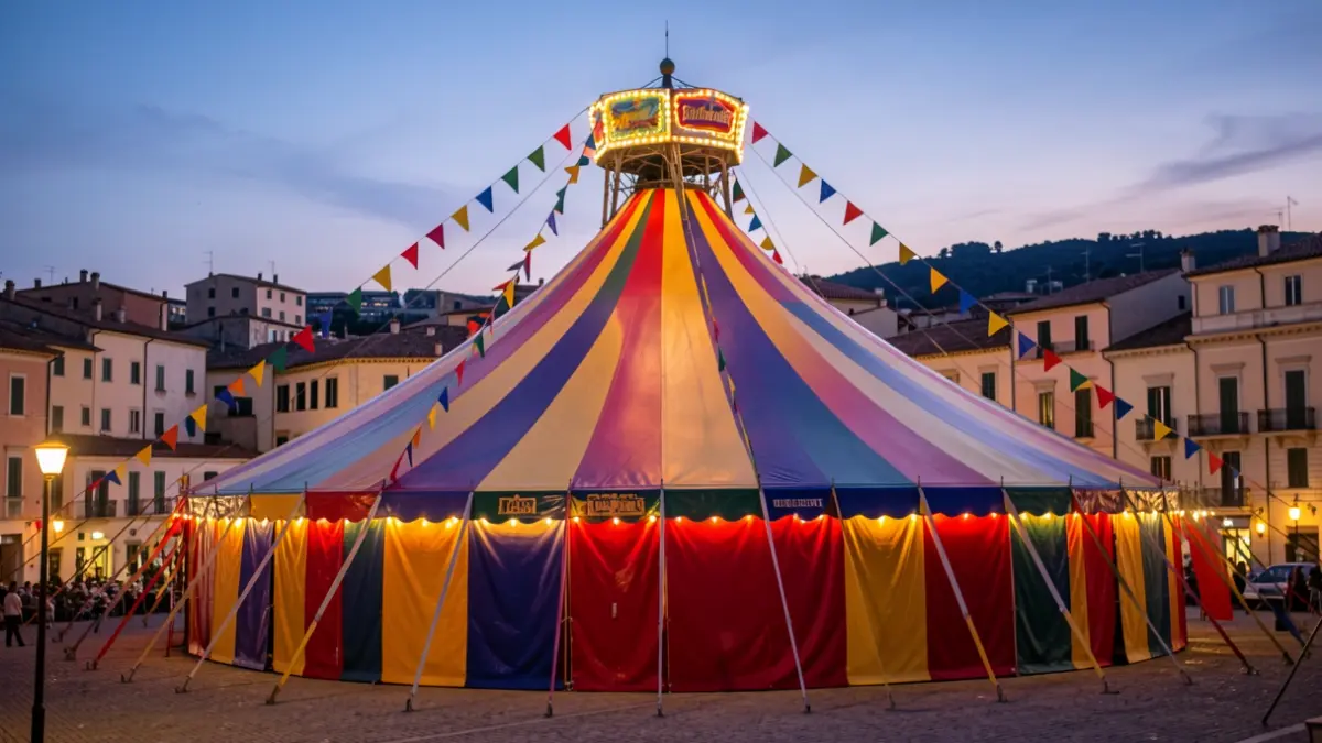 Generic image of a circus tent with festive lights.