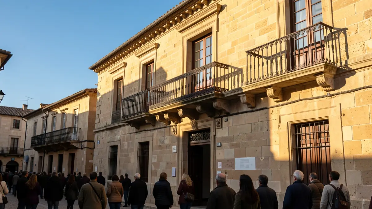 Imagen genérica de la fachada de un ayuntamiento valenciano con balcón y barandillas de hierro, iluminado por el sol de la tarde.