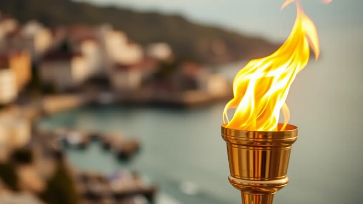 Symbolic image of a flame, representing the Correllengua Agermanat, with a blurred background suggesting a journey through Valencian territories.