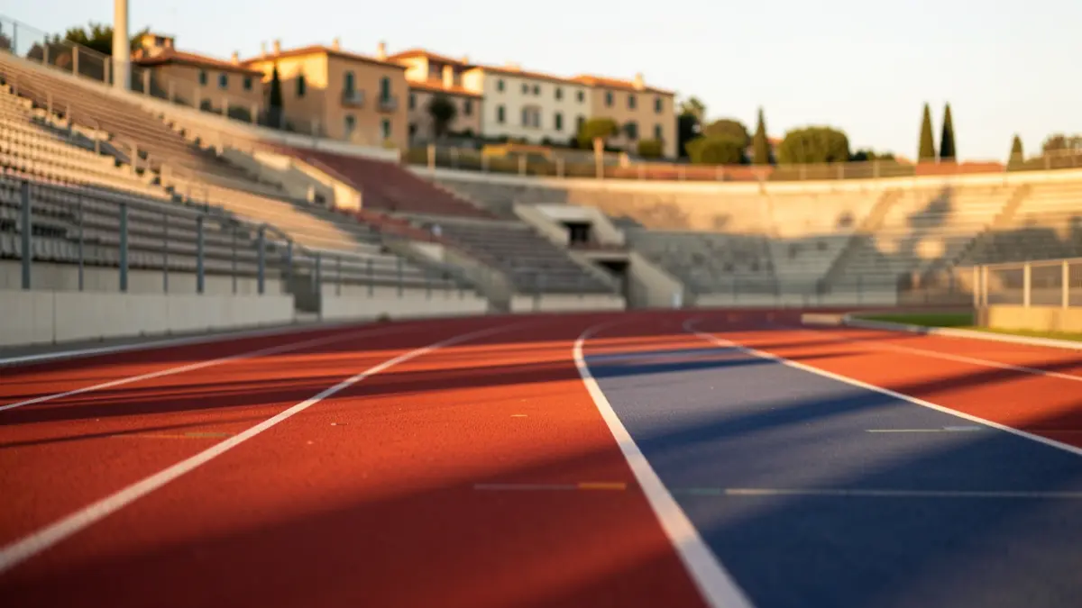 Imagen genérica de una pista de atletismo al atardecer.