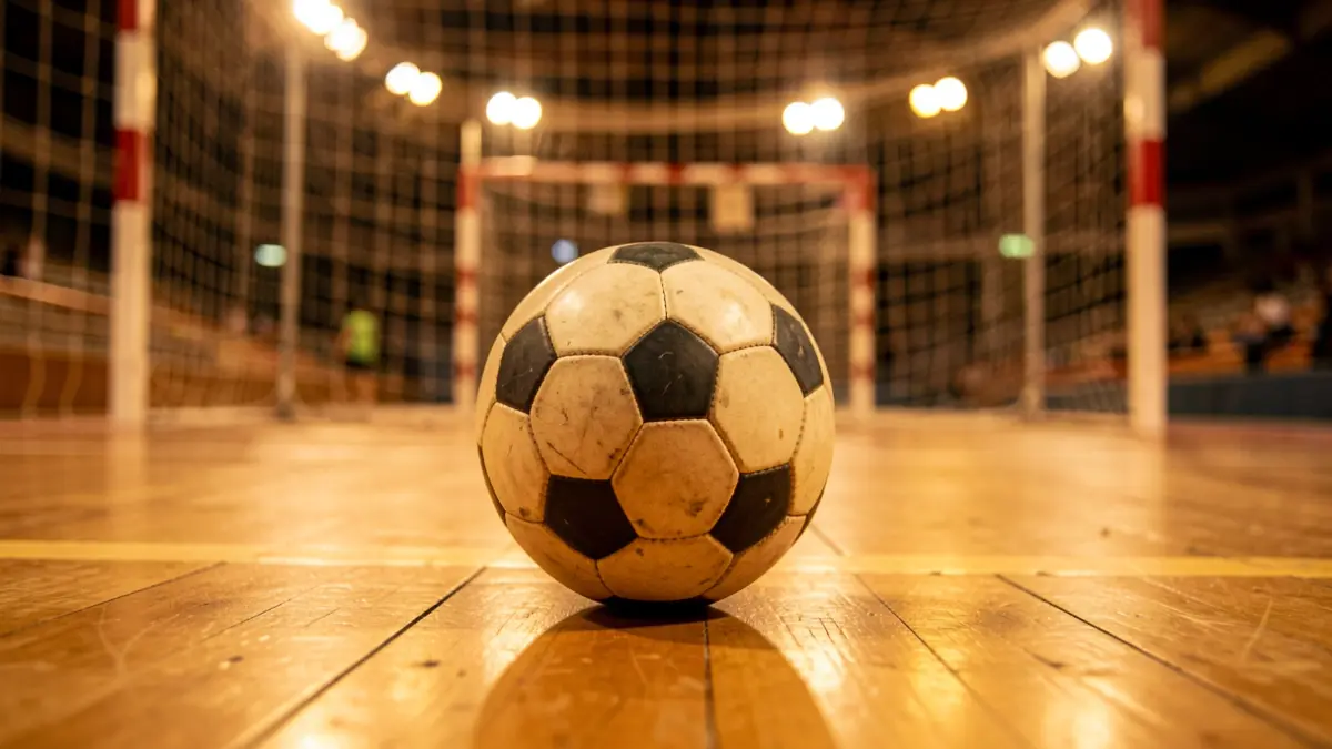 Imatge genèrica d'una pilota d'handbol en una pista.