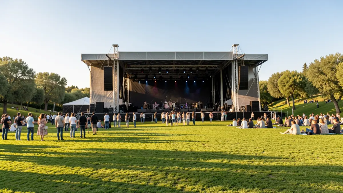 Imagen genérica de un escenario de festival en un parque al aire libre.
