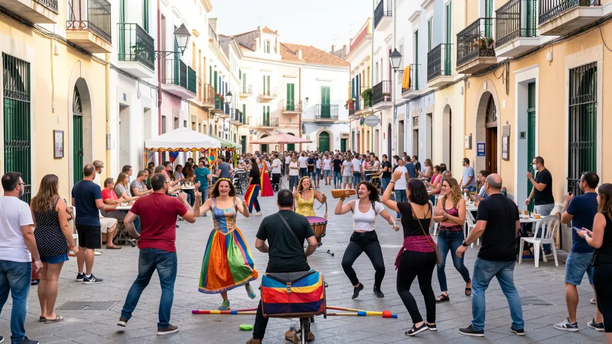 Imagen genérica de artistas callejeros actuando en una ciudad mediterránea.
