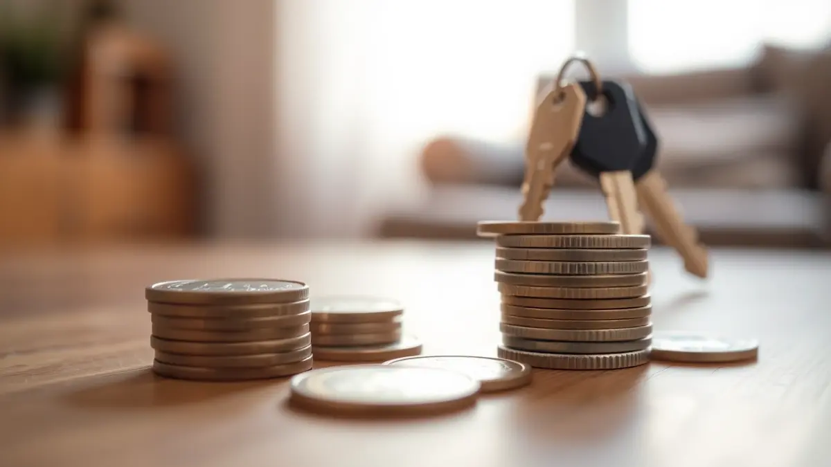 Generic image of euro coins and keys, symbolizing rental cost.