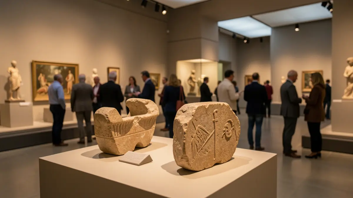 Detalle de objetos arqueológicos expuestos en el Museo de Bellas Artes de Castellón.