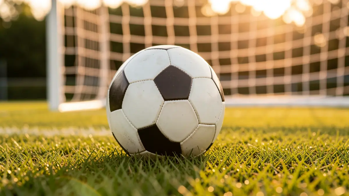 Generic image of football with a ball on the grass.