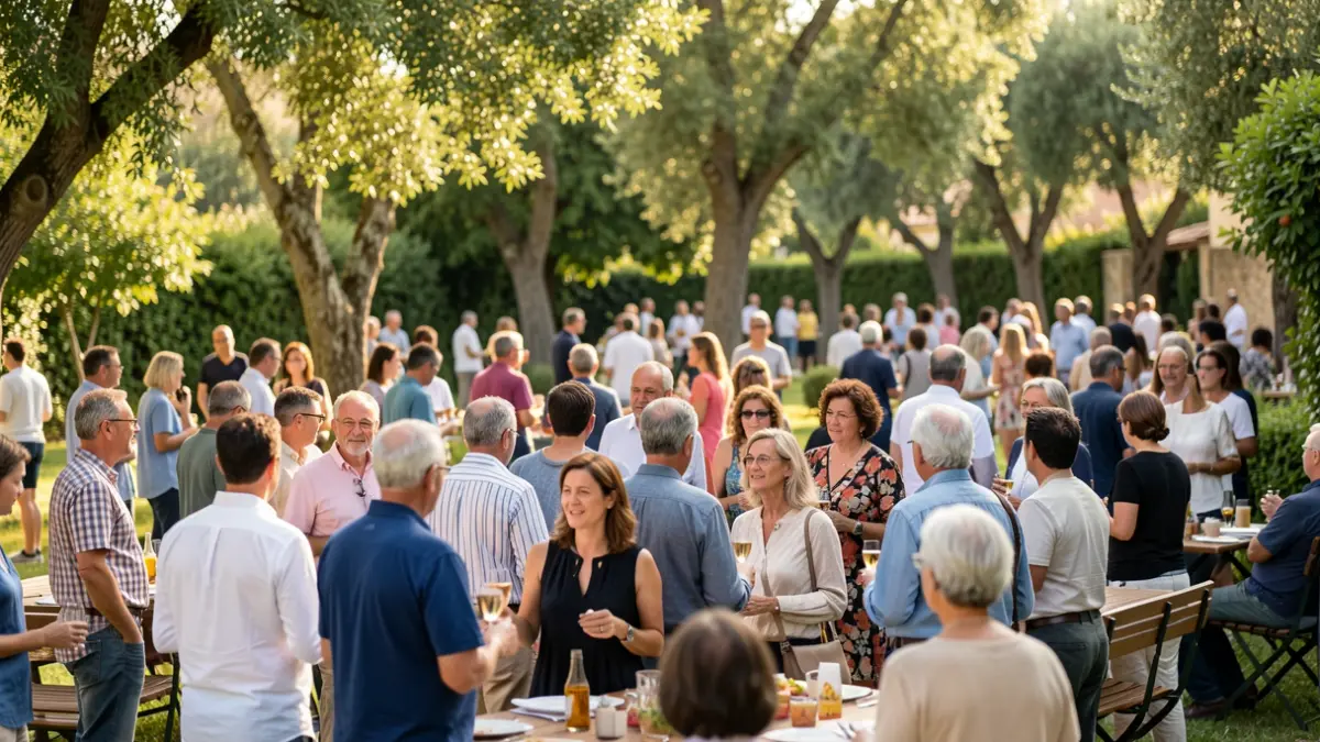 Imagen genérica de un acto político al aire libre en un parque urbano.