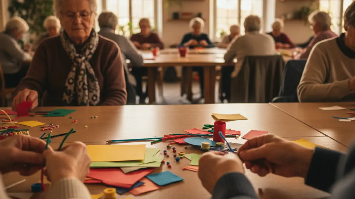 Image of a craft workshop for elderly people in a community center.
