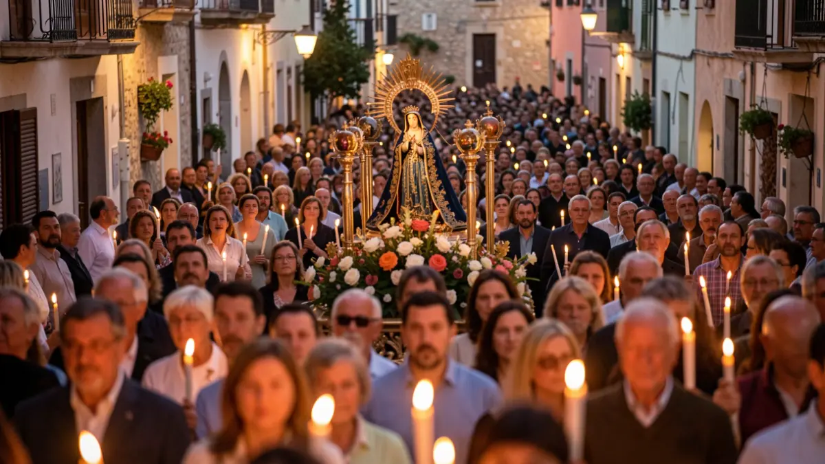Generic image of a religious procession with an image of the Virgin.