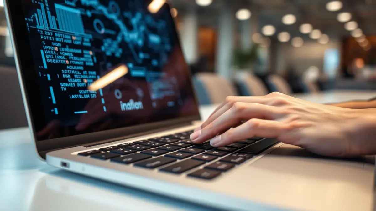 Generic image of a laptop keyboard with hands typing, symbolizing digital transformation and innovation.