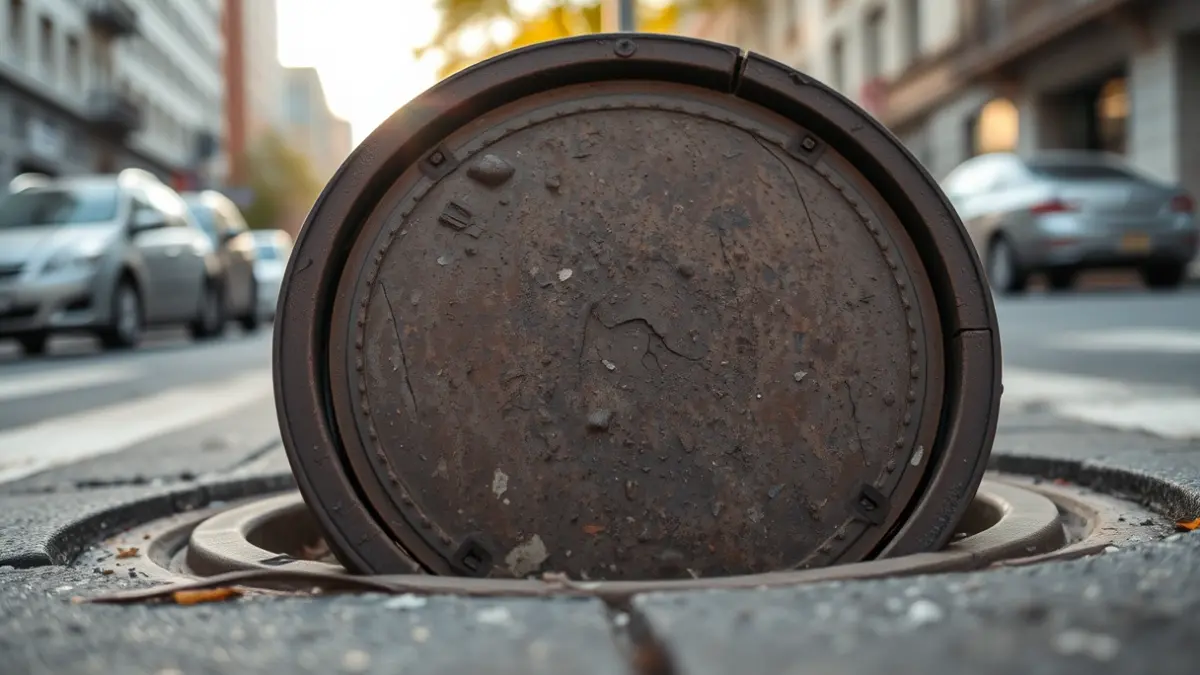 Imagen genérica de una tapa de alcantarilla en una calle urbana.