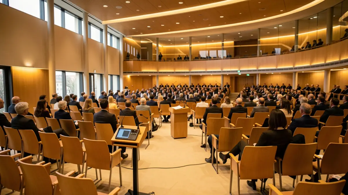 Imatge genèrica d'un centre de congressos amb cadires buides.