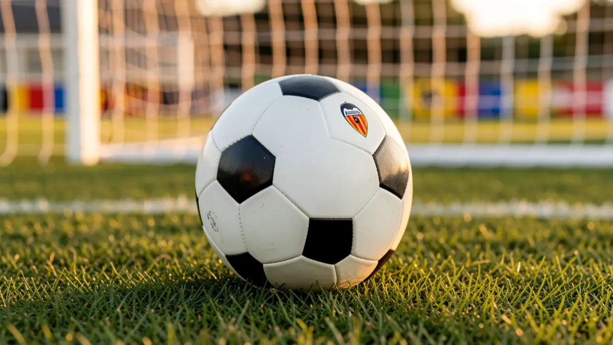 Imatge genèrica d'una pilota de futbol sobre gespa amb una porteria desenfocada al fons.