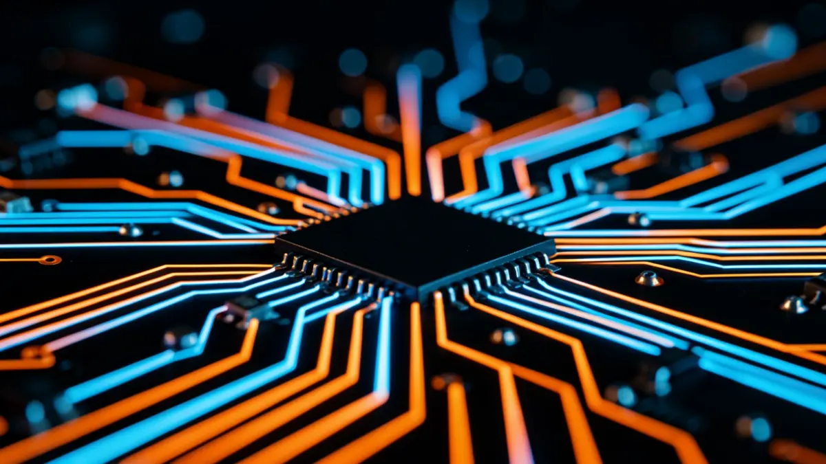 Generic image of digital circuits and technology.
