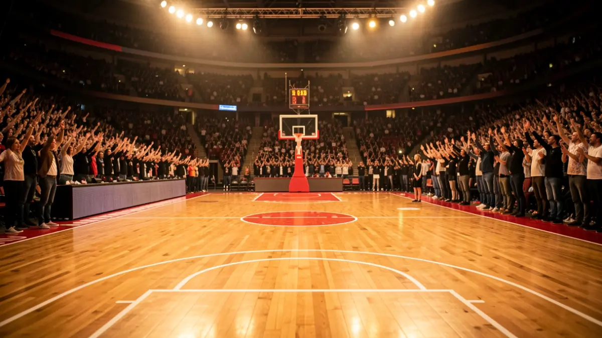 Imagen genérica de una cancha de baloncesto con afición.
