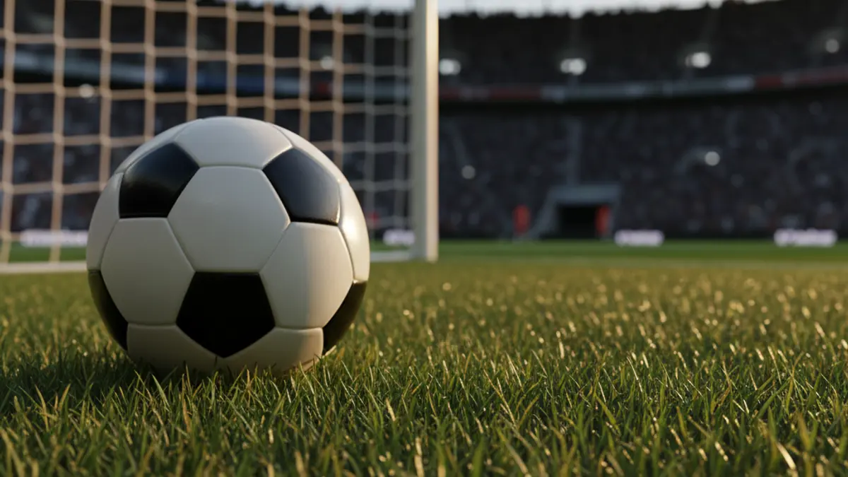 Generic image of a soccer ball on a stadium pitch.