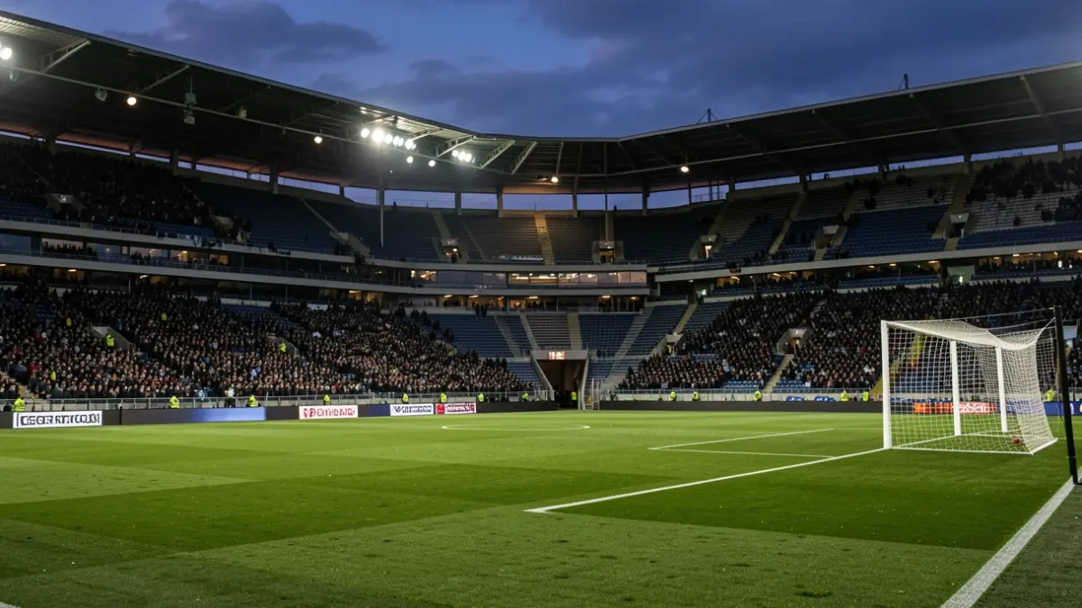 Imatge genèrica d'un estadi de futbol amb el camp i la porteria.