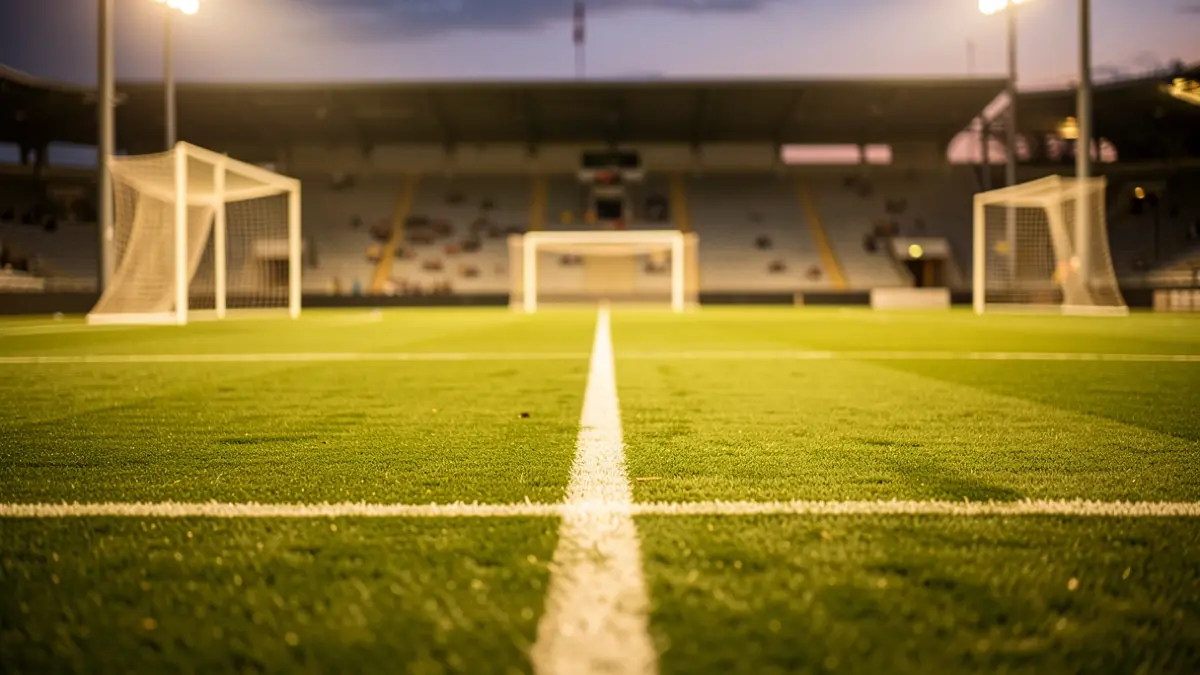 Generic image of a football pitch with stadium lighting.