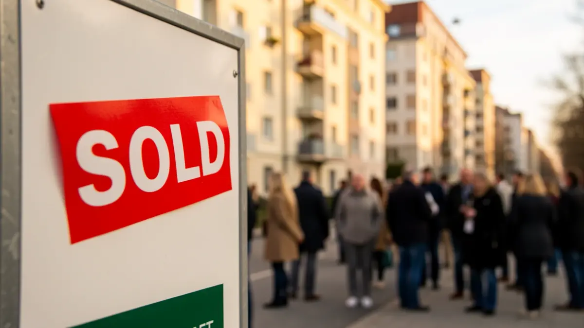 Imatge genèrica d'un cartell immobiliari amb un distintiu de 'VENUT'.