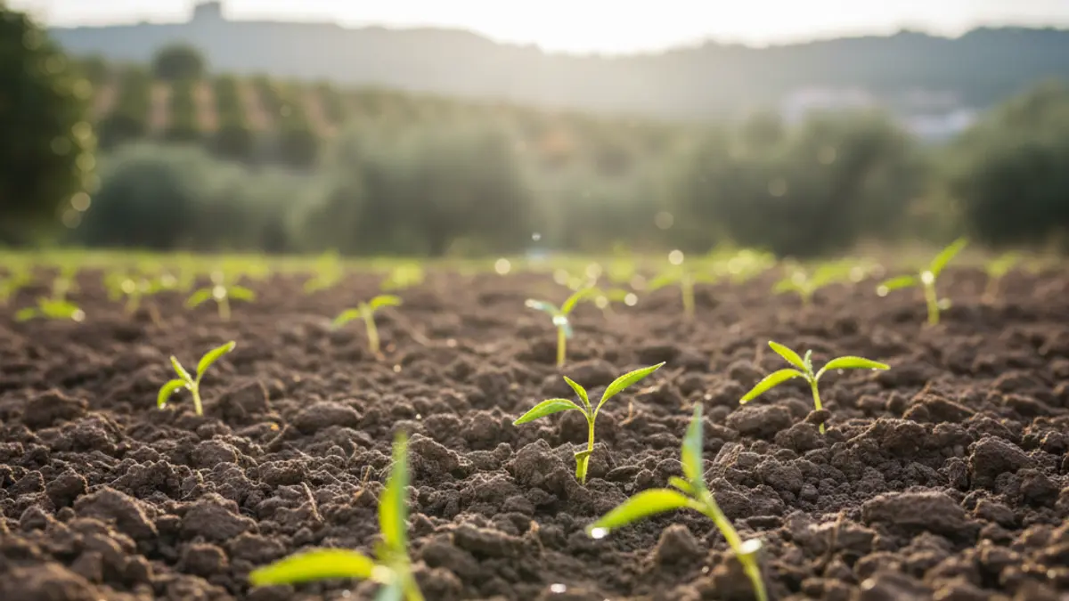 Imatge genèrica de terra agrícola fèrtil amb brots verds, simbolitzant la recuperació i la bona salut dels sòls valencians.