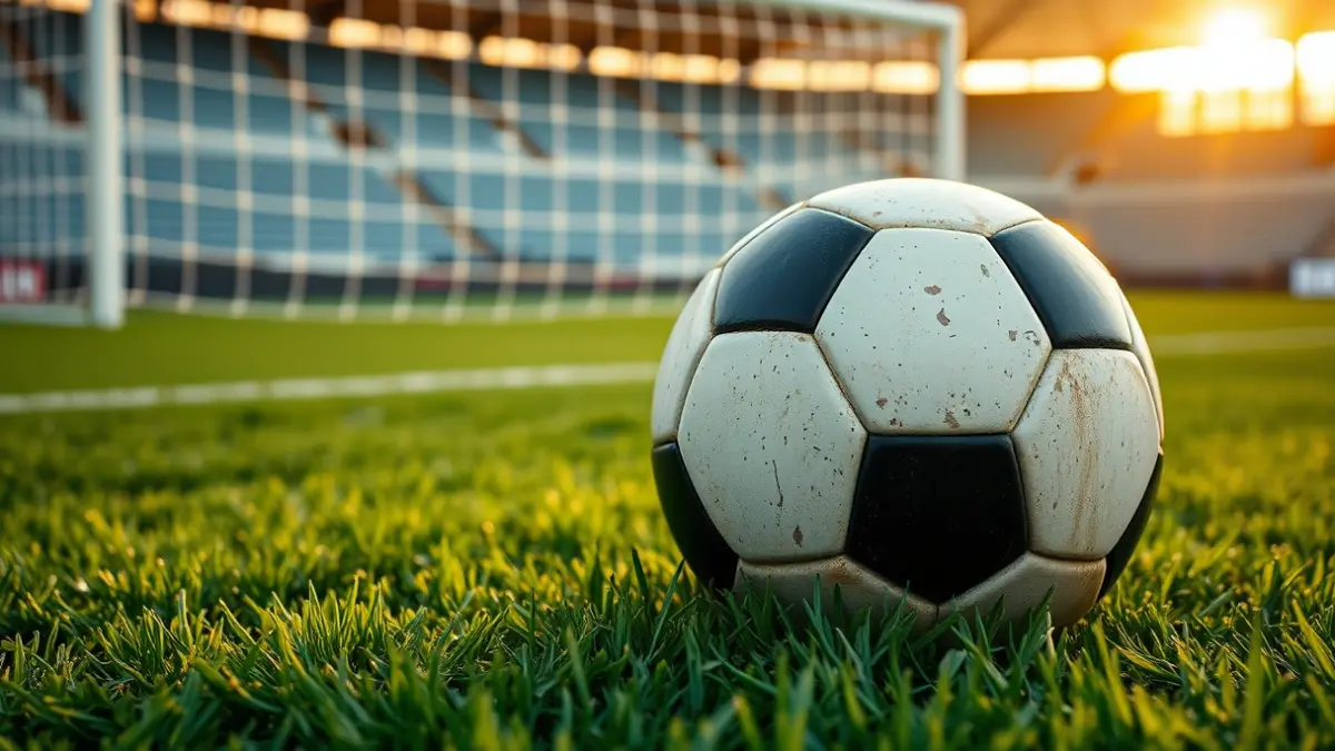Imatge genèrica d'una pilota de futbol en la gespa d'un estadi.