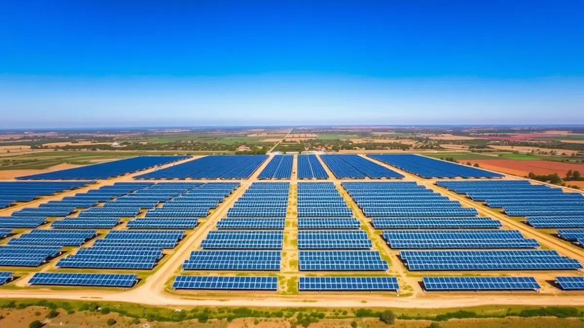 Imatge genèrica d'una planta fotovoltaica en un paisatge rural valencià.