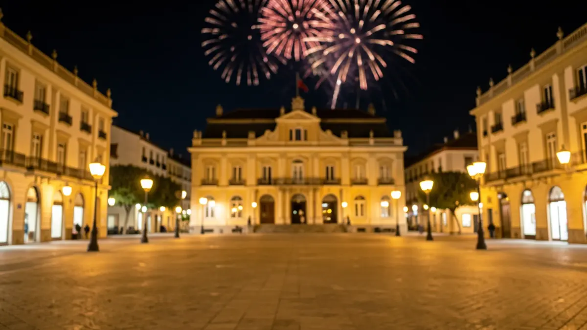 Imagen genérica de la plaza del Ayuntamiento de Valencia iluminada de noche.