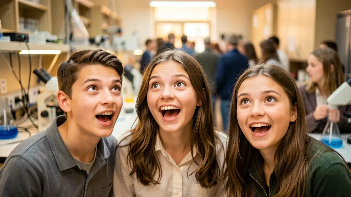 Generic image of excited students in a science laboratory.