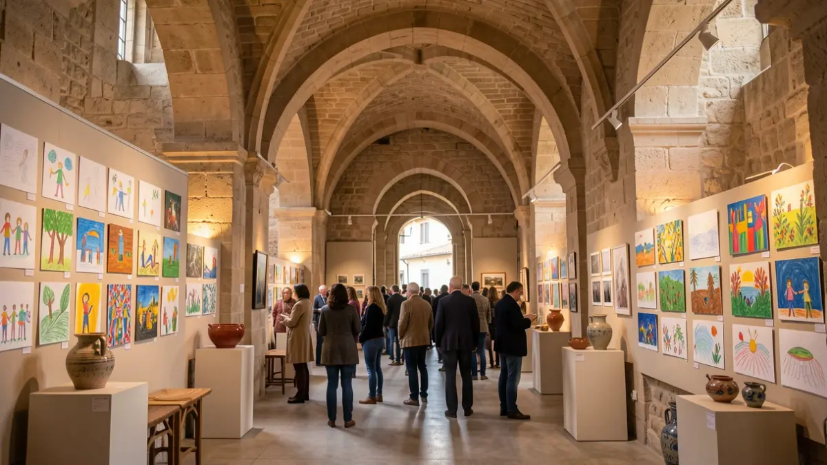 Generic image of a children's and youth art exhibition with various works on display.