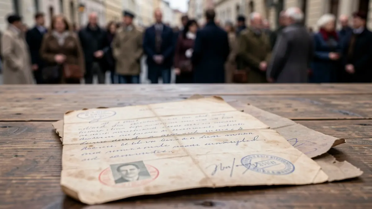 Generic image of an old military document with sketches and stamps.