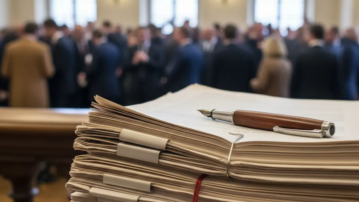 Generic image of legal documents and a pen, symbolizing a lawsuit.