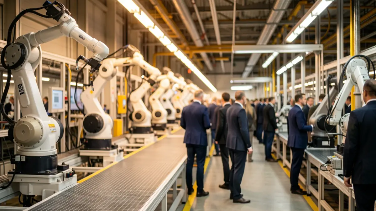 Imagen genérica de una línea de montaje industrial en una fábrica de automóviles.