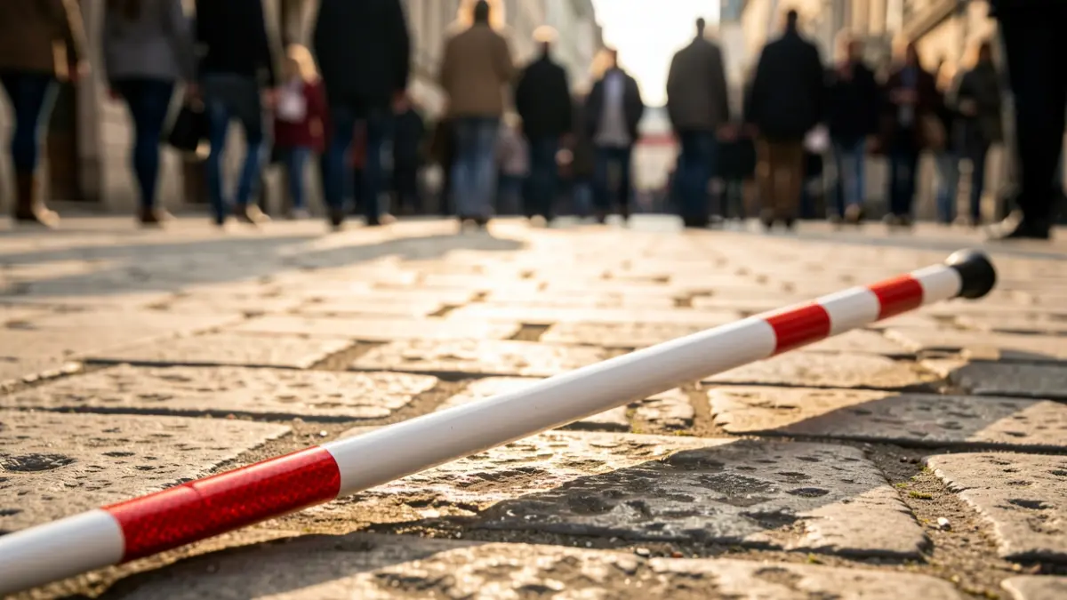 Imagen genérica de un bastón blanco para personas con discapacidad visual.
