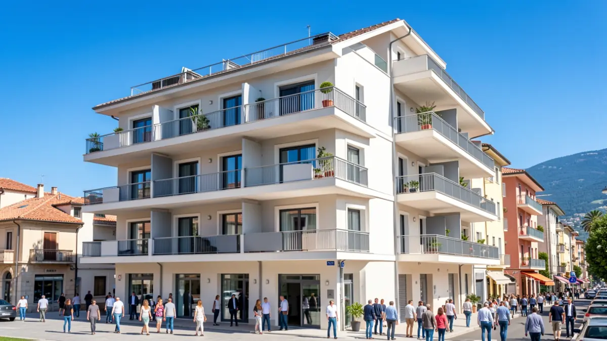 Imatge genèrica d'un edifici d'apartaments modern a una ciutat mediterrània.