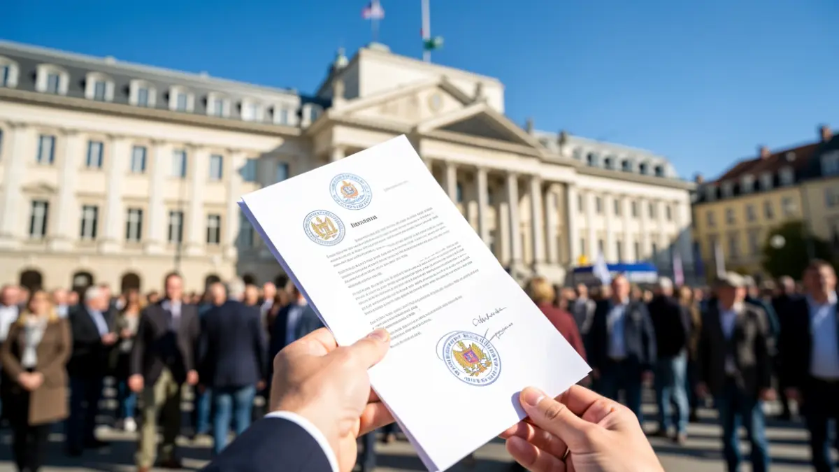 Imatge genèrica de documents oficials i façana d'un ajuntament.
