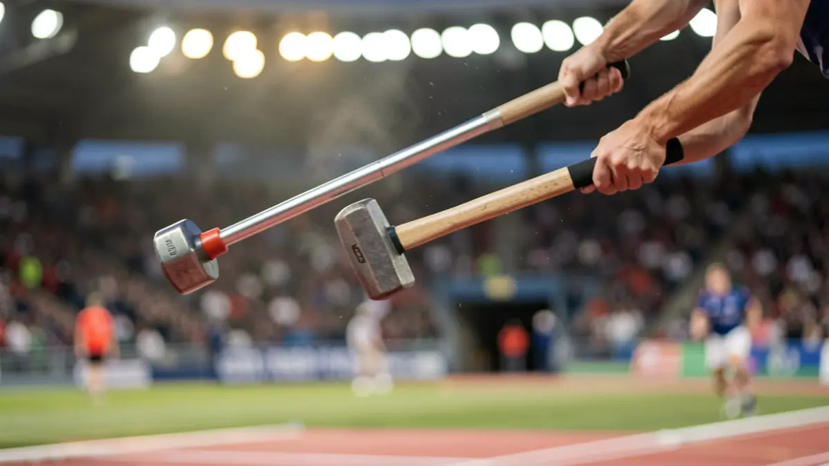 Imatge genèrica d'un llançament de martell en un estadi d'atletisme.
